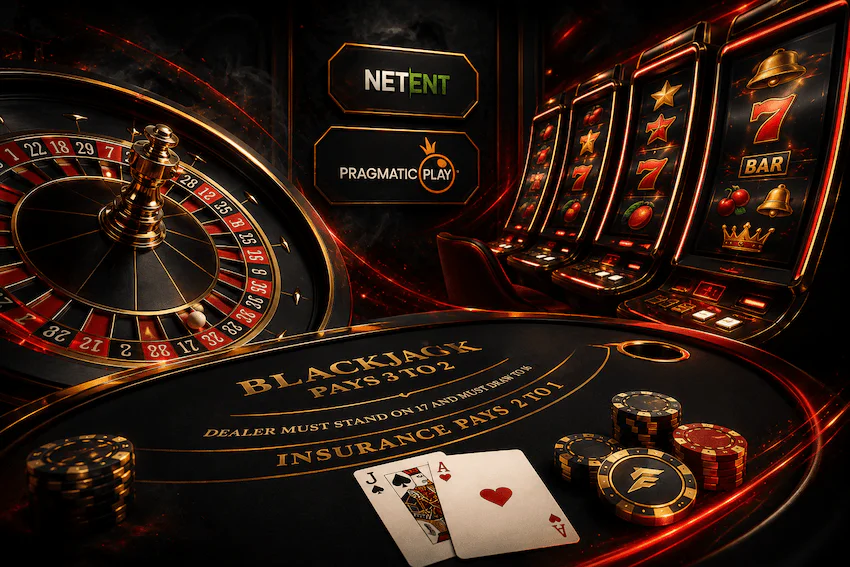Casino-Spiele bei Fiery Play mit Roulette, Blackjack und Spielautomaten von bekannten Spieleentwicklern.